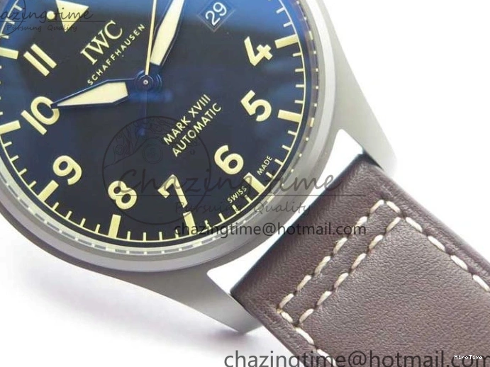 MIROTIME 0507 Mark XVIII IW327006 Titanium V7F 1:1 Best Edition Black Dial on Brown Leather Strap A Attractive 7080